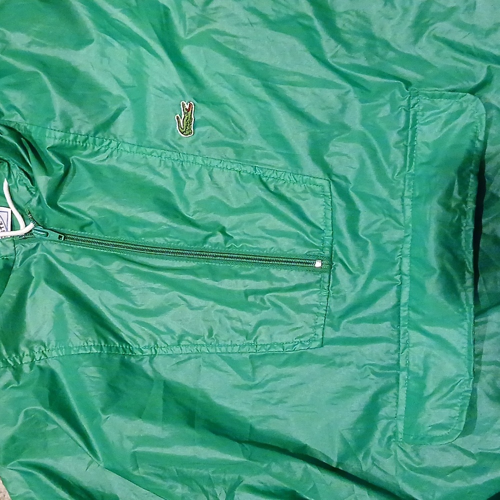 Men's Vintage 80's IZOD LaCoste Green NYLON Alligator WINDBREAKER Gator JACKET L - Picture 5 of 9